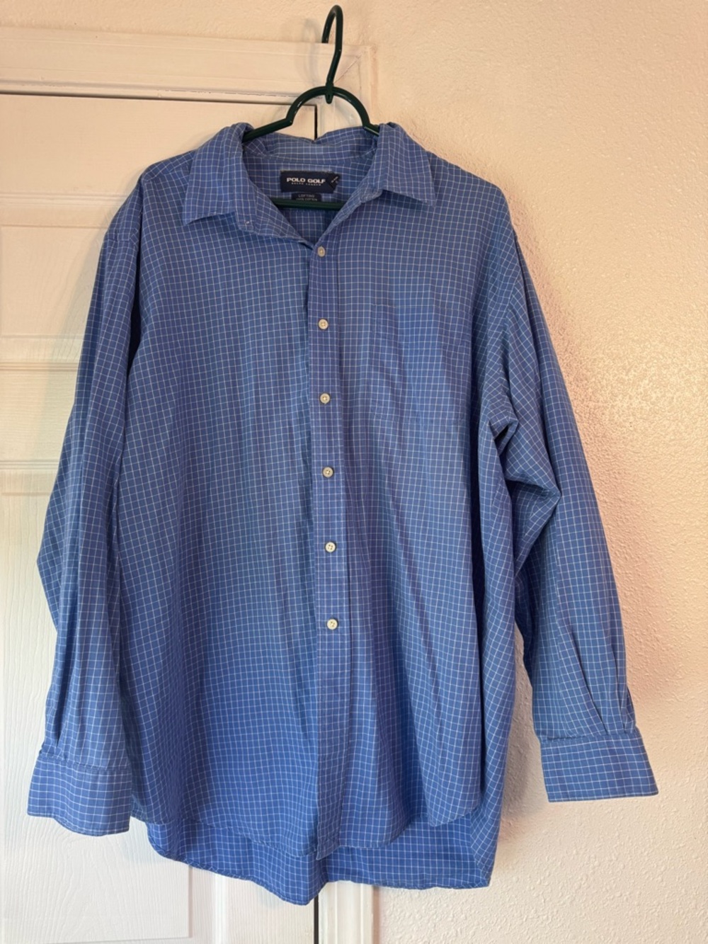 Ralph Lauren Polo Golf Blue Windowpane Button-Up Shirt